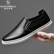 洛克華菲（Rock Fairwhale）小白鞋男套腳低幫懶人司機駕車(chē)鞋休閑鞋一腳蹬板鞋男 黑色 41