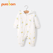 博睿恩（Pureborn）寶寶冬季夾棉保暖連體衣嬰兒可愛(ài)卡通外出爬服新生兒衣服 玉米 73cm