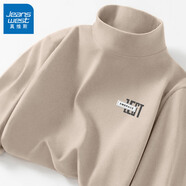 真維斯（JEANSWEST）雙面德絨打底衫男秋冬季長袖t恤男保暖內(nèi)搭上衣加絨半高領(lǐng)秋衣男 高領(lǐng) 杏色 鐵灰字母_K L