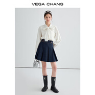 VEGA CHANG時(shí)尚套裝女2025年春秋季新款小香風(fēng)背心裙+系帶襯衫休閑兩件套 蕾絲白（襯衫） L
