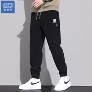 真維斯2025秋季新款燈芯絨休閑長(zhǎng)褲子男士加絨加厚寬松束腳運(yùn)動(dòng)衛(wèi)褲男 黑色 XL