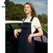 Navigare意大利小帆船女士休閑時(shí)尚牛仔背帶裙連衣裙2312874501 藍 M