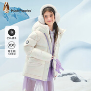 暇步士（Hush Puppies）童裝女童亮面羽絨服冬新款兒童甜美厚羽絨外套 本白 160