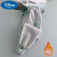 迪士尼兒童休閑褲衛褲純·棉燈芯絨加絨褲子秋冬新款中大童寬松男女寶寶 灰色【加/絨加厚】 110 建議身高100-110cm