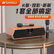 山水（SANSUI） 家庭KTV音響藍(lán)牙套裝雙麥克風(fēng)功放全套家用K歌客廳低音炮室音箱卡拉OK N16皮紋色