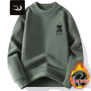 浪古 LAWKUL衛(wèi)衣男美式加絨加厚秋冬季休閑長(zhǎng)袖T恤男裝打底衫保暖衣男士衣服 綠色 L