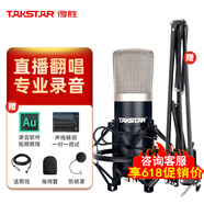 得勝（TAKSTAR）k500 電容麥克風(fēng)電腦K歌錄音主播直播麥克風(fēng)聲卡套裝 得勝k500標配送支架線(xiàn)材【咨詢(xún)客服領(lǐng)券】