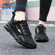 鴻星爾克女鞋跑步鞋女運動(dòng)鞋秋冬季新款軟底休閑鞋舒適透氣百搭網(wǎng)面鞋子R 3254正黑/粉金 38