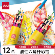 得力（deli）水溶性彩鉛小學(xué)生畫畫用彩鉛筆手繪涂色彩色鉛筆繪畫兒童美術(shù)畫筆油性彩鉛筆 【油性】彩色鉛筆 12色