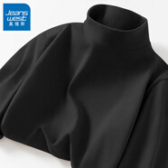 真維斯（JEANSWEST）雙面德絨打底衫男秋冬季長(cháng)袖t恤男保暖內搭上衣加絨半高領(lǐng)秋衣男 高領(lǐng) 黑色 純色 XL