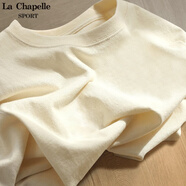 La Chapelle Sport拉夏貝爾純棉短袖t恤女夏季圓領(lǐng)休閑百搭時尚潮牌寬松透氣打底衫 奶白色(空白) L /165(推薦115-130斤)