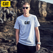 卡特（CAT）t恤男夏季休閑潮流百搭上衣卡特寬松潮流短袖圓領(lǐng)簡(jiǎn)約純棉T恤 灰色C 4XL 186-200斤
