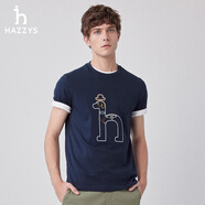 哈吉斯（HAZZYS）男裝 夏款上衣男大狗圖案圓領(lǐng)短袖T恤男ASTZE0BBE62 藏青色NV M (170/92A 46)