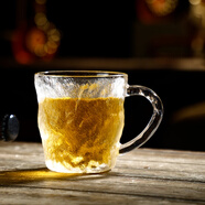 玉晶冰川紋玻璃杯帶把手啤酒杯高顏值喝水杯高級感杯子家用果汁泡茶杯 帶把矮款300ML1只裝