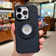 APPLE鏤空散熱磁吸指環(huán)支架iPhone16手機(jī)殼夏季新款大孔15promax硅膠透氣超薄14防指紋13防摔軟殼12男女 漏標(biāo)指環(huán)支架黑色大孔鏤空散熱 iPhone12
