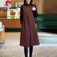 皮爾卡丹（pierre cardin）氣質(zhì)毛呢?zé)o袖背心連衣裙女士秋冬季大碼歐貨中長(zhǎng)款內(nèi)搭打底裙 紅色 M 【建議100斤以下】