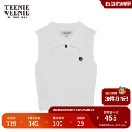 Teenie Weenie小熊2024年夏季新款针织背心修身时尚白色T恤上衣女 白色 160/S