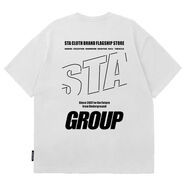 STA國(guó)潮2024新款短袖男夏季純棉STAT恤寬松個(gè)性休閑上衣半袖情侶裝 白色 （重磅純棉） XL