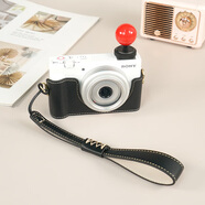 耐影 適用索尼卡片機 ZV-1 ZV-1F ZV-1 II/zv1 zv1f zv1m2 復古外觀(guān) 真機開(kāi)模 皮革材質(zhì) 相機底座 皮套 ZV1M2/ZV1F手掌紋底座【黑色】手腕帶鋼化膜