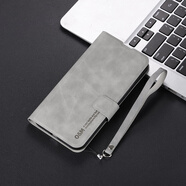 佩諾蘋果6P/7P/8Plus手機殼iPhone6s/7/8翻蓋式保護套全包內(nèi)軟殼防摔插卡支架男女款 【膚感翻蓋搭扣】灰色+掛繩 iPhone 7p/8 plus 版本