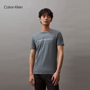 Calvin Klein Jeans夏季男女情侶中性年輕ck多色印花透氣修身短袖T恤J320931 PN6-霧霾藍(lán) 2XL （推薦175-190斤）