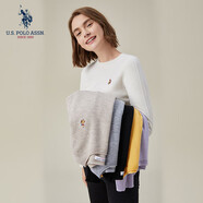 U.S. POLO ASSN.保羅針織衫秋冬季長(zhǎng)袖T恤保暖羊毛衫打底衫時(shí)尚百搭 白色003【圓領(lǐng)】 S
