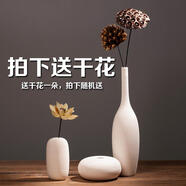 陶瓷花瓶插花擺件 客廳花藝套裝客廳電視柜擺件北歐創(chuàng  )意ins風(fēng)裝飾品茶幾干花假花仿真花酒柜擺設 長(cháng)款花瓶3件套(送干花一朵)
