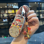 一賓適用歐拉5鑰匙套好貓芭蕾閃電貓黑貓白貓車(chē)長(cháng)城GT車(chē)高檔殼扣女士 B款【八方來(lái)財】+財神掛件