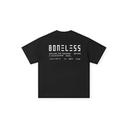 BONELESS標語文字印花T恤圓領(lǐng)涼感速干短袖男夏季高街上衣體恤男 黑色 S