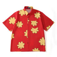 匯詩(shī)尚阿q同款衣服惡搞之家美式古著(zhù)vintage太陽(yáng)花夏威夷可愛(ài)港風(fēng)寬松休 紅色  Q同款 高品質(zhì) M 建議100-120斤可穿