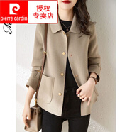 皮爾卡丹（pierre cardin）2025年秋冬新款雙面呢羊毛絨大衣女短款小香風(fēng)小個(gè)子高端呢子外套 卡其色【高品質(zhì)】 3XL 建議123-135斤
