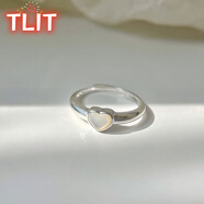 TLIT S925銀優(yōu)雅愛心貝殼戒指心形開口戒甜美520情人節(jié)生日禮物送女友 愛心戒指-銀色 #17號可調(diào)節(jié)16-18號