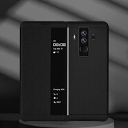 適用華為mate10保時(shí)捷手機殼mateRS智能視窗翻蓋皮防摔手機保護殼套 頭層牛皮(黑色) mate10保時(shí)捷版