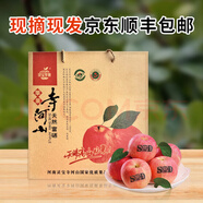 靈寶蘋果 LINGBAO APPLE靈寶正宗寺河山紅富士蘋果禮盒裝新鮮天然富硒脆甜爽口(無標) 100mm以上（手提9個裝）