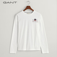 GANT【100%棉】甘特春季休閑刺繡柔軟內(nèi)搭經(jīng)典純色圓領(lǐng)長(zhǎng)袖男T恤 110白色 2XL
