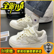 佐館潮牌小白鞋男ins學(xué)院風(fēng)厚底面包鞋舒適透氣運(yùn)動(dòng)鞋百搭休閑鞋子女 米白升級(jí)款 42
