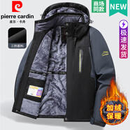 皮爾卡丹沖鋒衣男加絨加厚秋冬季棉服爸爸裝中老年人棉衣外套男羽棉襖絨服 黑色（升級版加絨加厚） 2XL 【適合130-150斤】
