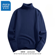 真維斯（Jeanswest）高領(lǐng)毛衣男秋冬季情侶加絨保暖長(cháng)袖打底衫男士簡(jiǎn)約百搭男裝 GY923 藏青 M【建議90-110斤】