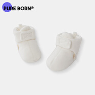 博睿恩（Pureborn）搖粒絨保暖嬰兒鞋新生兒軟底步前鞋子秋冬裝寶寶腳套 本白色 L 長12cm