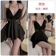 瑰若新款情趣內(nèi)衣女夫妻刺激高檔蝴蝶結(jié)套裝聚攏性感睡衣大碼高端睡裙 【睡裙】墨黑-蝶影精靈 XXXL(160-180斤)