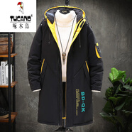 啄木鳥（TUCANO）時尚羽棉絨服男中長款冬季加長加厚外套2025新款潮流修身中青年 9568超厚版黑黃人造棉升級款 XL