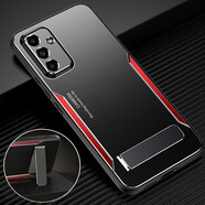 精綱盾三星C55手機殼C55 5G版金屬C5560保護硅膠套galaxy全包防摔samsung磨砂軟galaxyc硬殼c55新5g 【黑紅色+支架】金屬防刮耐磨送全屏鋼膜 三星Galaxy C55 5G