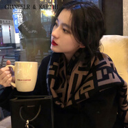 CHANEELR & KARITH圍巾女2025新款冬季兩用保暖加厚圍脖高檔披肩送女友輕奢新年禮物 棕色 寬度：65cm長(zhǎng)度：180cm