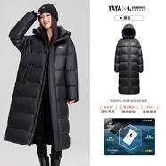 鴨鴨（YAYA）佟麗婭明星同款羽絨服2025年冬裝新款女過膝黑金中長款加厚外套 黑色 L 165/88A