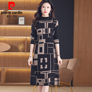 皮爾卡丹（pierre cardin）毛絨衫毛衣女寬松外穿秋冬裝2025新款加厚中長(cháng)款打底長(cháng)袖連衣裙 【0826】黑色 M (105) M 90-100斤