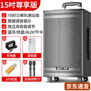 先科（SAST）廣場(chǎng)舞藍(lán)牙戶外拉桿音響大功率木質(zhì)音箱大音量帶無線話筒家用k歌 15吋音箱+雙話筒+U盤