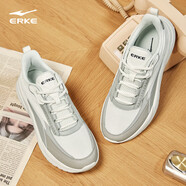 鴻星爾克（ERKE）男鞋秋季舒適老爹鞋透氣跑鞋運動(dòng)鞋輕便跑步鞋男子休閑鞋奇遇2.0 微晶白/淺灰 44