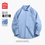 名創(chuàng)優(yōu)品（MINISO）格子襯衫男2025復(fù)古休閑長袖外套大碼日系vintage潮牌工裝襯衣男 【牛津紡】淺藍色 60%棉 40%滌綸 XL 180(不起球不掉色)