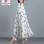 皮爾卡丹（pierre cardin）夏季新款淑女白色碎花雪紡半身裙高腰大碼A字氣質(zhì)長裙大擺裙 初夏白【裙長80cm】 M 80-100斤