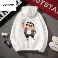 CINESSD特價(jià)夏季初中生防陽(yáng)曬衣男青少年中大童蠟筆小新卡通衣防嗮風(fēng)衣外 蠟筆小新防曬衣白色 S